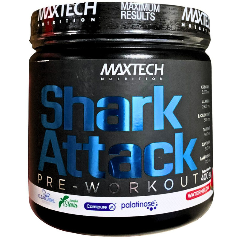 Pré-Treino Shark Attack Creatina Pre Workout 400g Suplemento Creatina Palatinose Completo