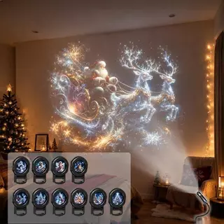 Projetor Natalino USB com Padrões Criativos | 360° Rotação HD para Decoração de Quarto e Casa