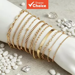 Conjunto de 10 pulseiras de aço inoxidável unissex, minimalistas e versáteis