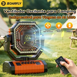 SOARFLY Ventilador portátil recarregável 20000mah carregador c/led pendurar ângulo ajustável premium viagem