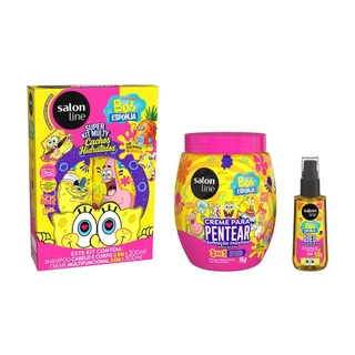 Kit Completo Cheirinho de Abacaxi SOS Cachos Kids Bob Esponja em Oferta na Shopee