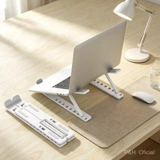 1 Conjuntos Suporte Para Notebook Ajustável Ergonômico Preto E Branco Dobrável Melhor Resfriamento Postura