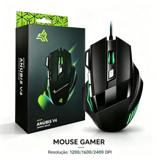 Mouse Gamer USB 2.0 Plug and Play 6 Botões Iluminação LED 7 Cores Resolução Até 2400 DPI Ajustáveis Cabo 1.5m para PC