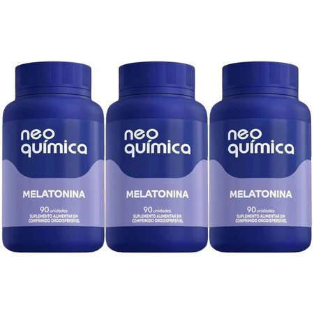 Kit 3 Melatonina Neo Química Sabor Maracujá 90 Comprimidos Cada Total 270 Comprimidos