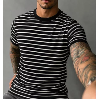 Camiseta Bicolor Visco Masculina Slim Premium Gola Redonda #02
