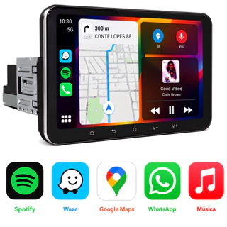Central Multimídia CarPlay Sem Fio 1Din 7 Polegadas Bt /Aux /Usb E Câmera de Ré