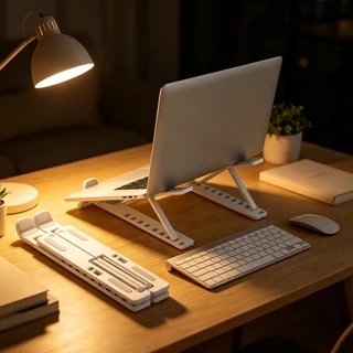 1 Conjuntos Suporte Para Notebook Ajustável Ergonômico Preto E Branco Dobrável Melhor Resfriamento Postura