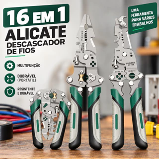Alicate Multifuncional Decapador Crimpador Eletricista Descascador de Fios Aço Inoxidável
