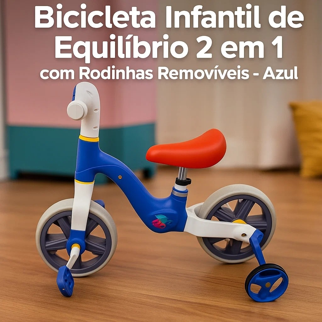 Bicicleta Infantil Equilíbrio 2 em1 Rodinhas Removíveis Balance Bike ...