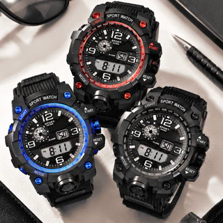 Kit 3 Relogios Sport Masculino Digital com Pulseira Silicone e Luz Noturna