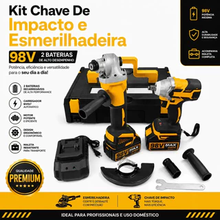 Kit Chave De Impacto E Esmerilhadeira 98v 2 Baterias