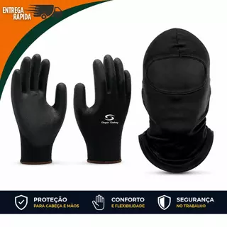 Kit Entregador Moto Motoboy Motoqueiro Touca Balaclava Luva PU Proteção Solar UV Moto Trabalho