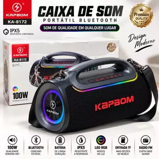 Caixa De Som KAPBOM o Boombox 100w Rms6000mah Rgb Ipx5