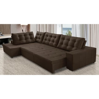 Sofá de Canto Retrátil e Reclinável com Molas 3,40x2,00 Esq Berlim Suede Mirra Decor