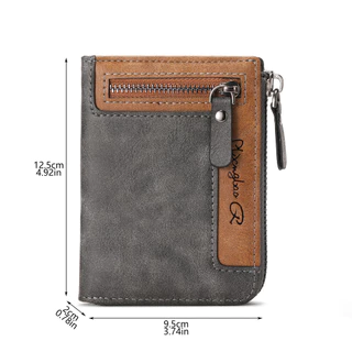 Carteira Masculina Retrô Multifuncional Com Zíper – Porta-Cartões Versátil De Grande Capacidade