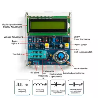 Medidor De Capacitância De Indutância DC 5V , Medição De Frequência , Kit Eletrônico DIY , Testador De Transistor , Plac