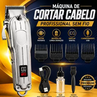 Maquininha Máquina De Cortar Cabelo e Barba Profissional Portátil Recarregavel com pentes