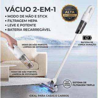 Aspirador de Pó Sem Fio 5 em 1 Recarregável USB para Casa, Carro e Estofados