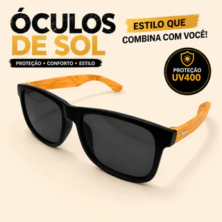 Óculos de Sol Masculino Haste de Madeira Bambu ou Modelo Justin Proteção UV400