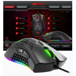 Mouse Gamer Para Jogo Colmeia 7.200 DPI Óptico com LED RGB USB - Knup