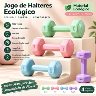 Conjunto de halteres de neoprene para treinamento de força com peso, 1 kg 2 kg 3 kgcor sólida, equipamento de ginástica.