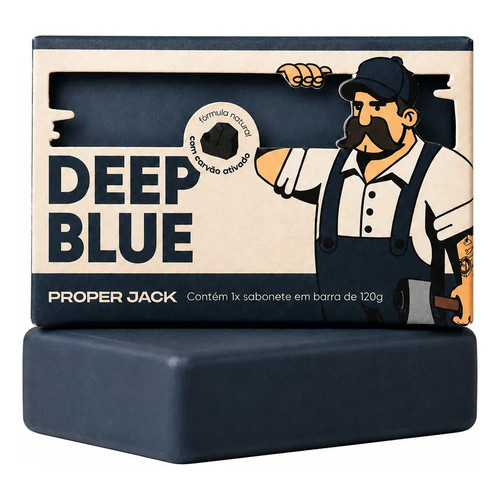 Sabonete em Barra Masculino Deep Blue Proper Jack Carvão Ativado 120g - 1 ou 3 Unidades