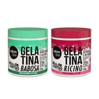Kit Gelatina Babosa + Gelatina Óleo de Rícino #todecacho Salon Line em Oferta na Shopee