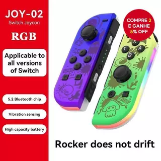 Controle Joy Pad RGB para Nintendo Switch Joystick Gamepad (L/R) Console de Jogo Sem Fio com Vibração Gamepad de 6 Eixos