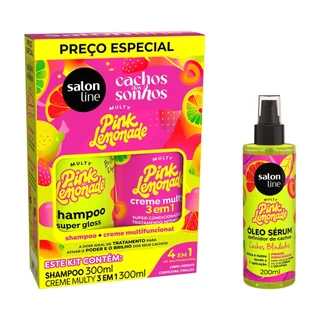 Kit Shampoo + Creme Multifuncional e Óleo Sérum Pink Lemonade em Oferta na Shopee