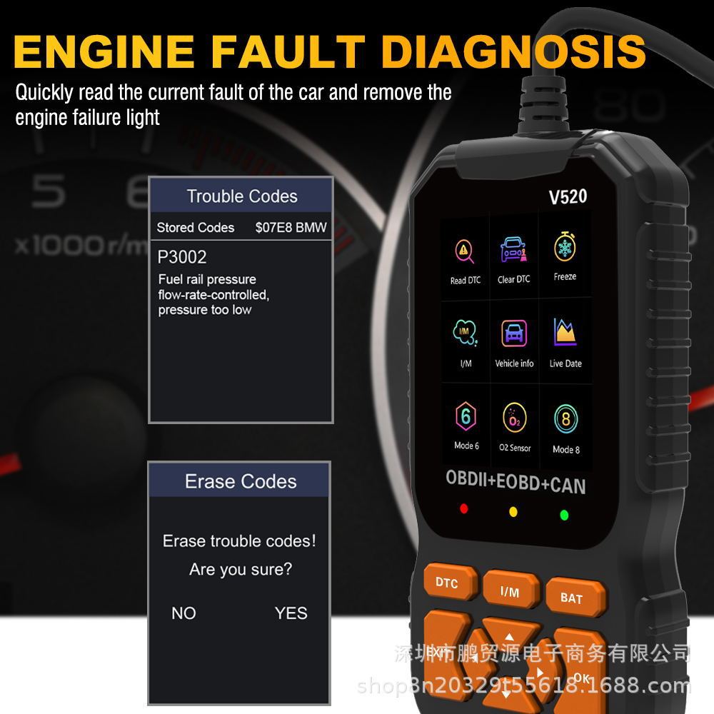 V520 OBD2 Ferramenta De Verificação De Diagnóstico De Scanner De Carro ...