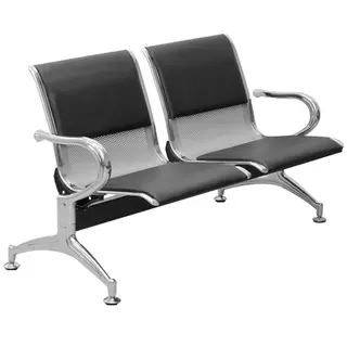 Cadeira Longarina 2 Lugares Cromado Prata com Almofada em Oferta na Shopee