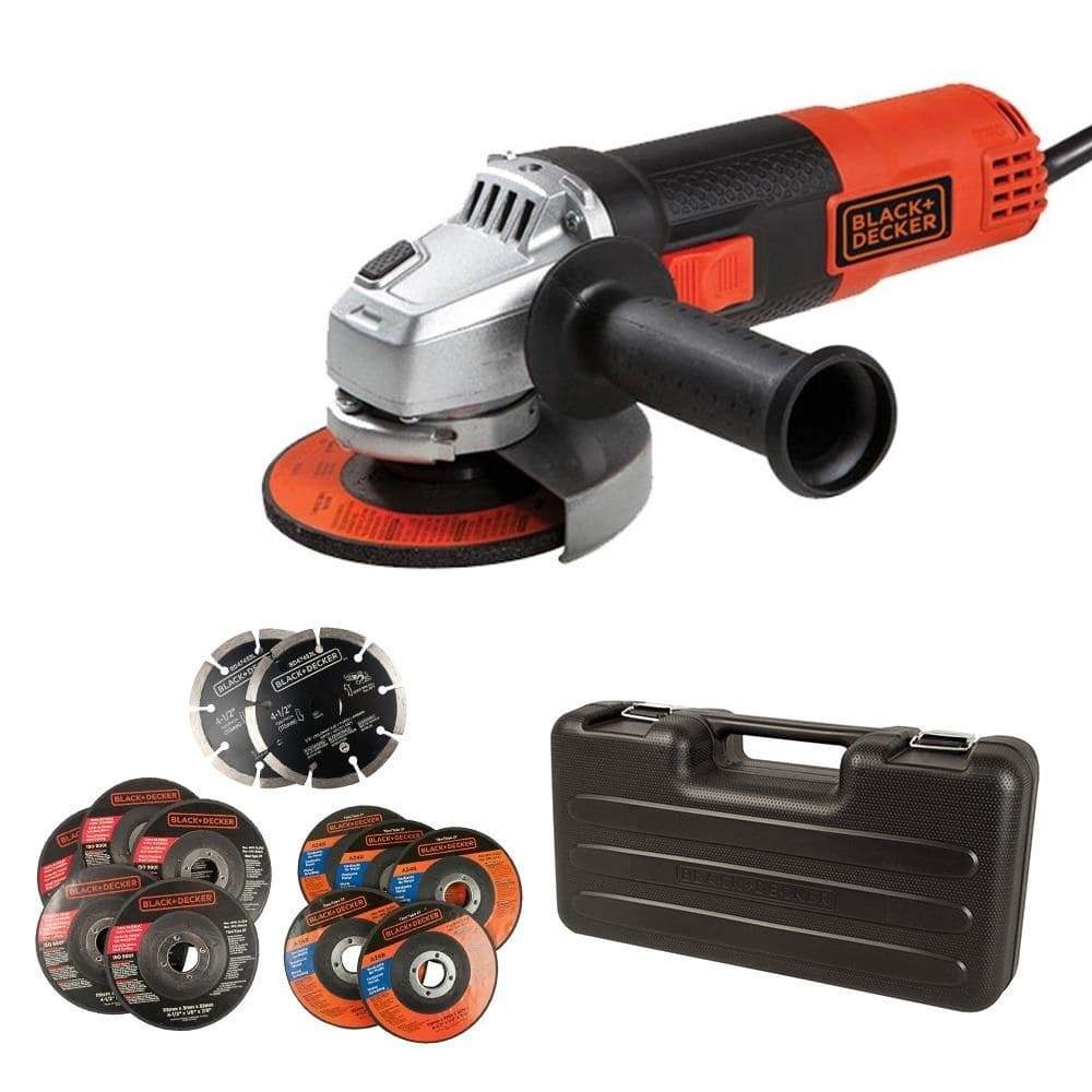 Imagem do produto Esmerilhadeira angular 4.1/2" 820W com maleta e 12 discos - G720K12 Black Decker