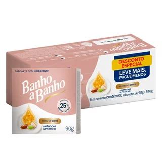 Sabonete Hidratante Banho a Banho Amêndoas e Pistache 90g - Leve Mais Pague Menos - Embalagem com 6 Unidades em Oferta na Shopee