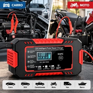 Carregador de Bateria 12V Inteligente Mazzilli – LCD, 15AH a 100AH, Carrega Carro e Moto REAL