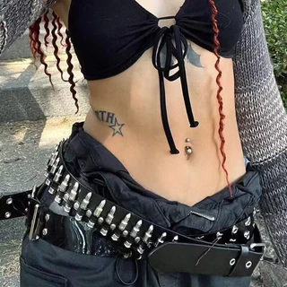 Cinto de corrente com rebites estilo punk europeu e americano, estilo rock 2025