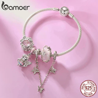 Bamoer 925 Prata Esterlina Charme Flor Elf Rosa Série Pingente DIY Para Pulseira Presentes Mulher em Oferta na Shopee