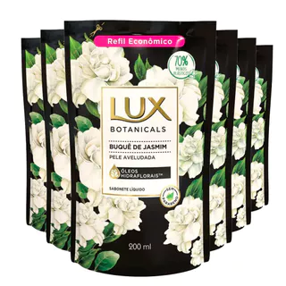 Kit Sabonete Líquido Lux Refil Botanicals De Jasmim 200ml 6 Unidades