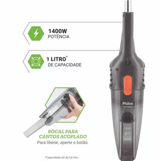 Aspirador de Pó Vertical Philco 2 em 1 1300W PAS1450C