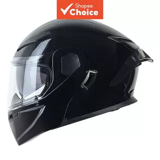 Capacete Protetor DOT Flip Up Modular Full Face com Viseira Dupla, Spoiler Traseiro e Ventilação para Motociclistas