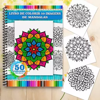Livro de Colorir Mandalas - kit 50 Desenhos Relaxantes | Arte Terapia Antiestresse 1 EDIÇÃO em Oferta na Shopee
