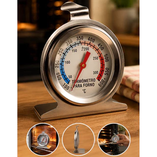 Termometro de Forno Culinario Inox Cozinha Assados Carne Medidor Precisao Analogico Hauskraft