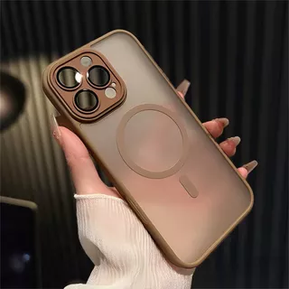 Capa Magsafe Para iPhone 11 12 13 14 15 16 17 Pro Max / 17 Air / 16E Magnética Fosca Translúcida