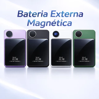 Bateria externa portátil ultrafina de 10000mAh com carregamento sem fio magnético e carregamento rápido.