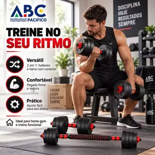 Kit Halteres de Musculação 20kg Treinamento de Levantamento de Peso Barbell Kettle