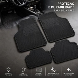 Tapete Automotivo Fiat Strada Jogo Completo Dianteiro Traseiro Lavável Resistente para Carro