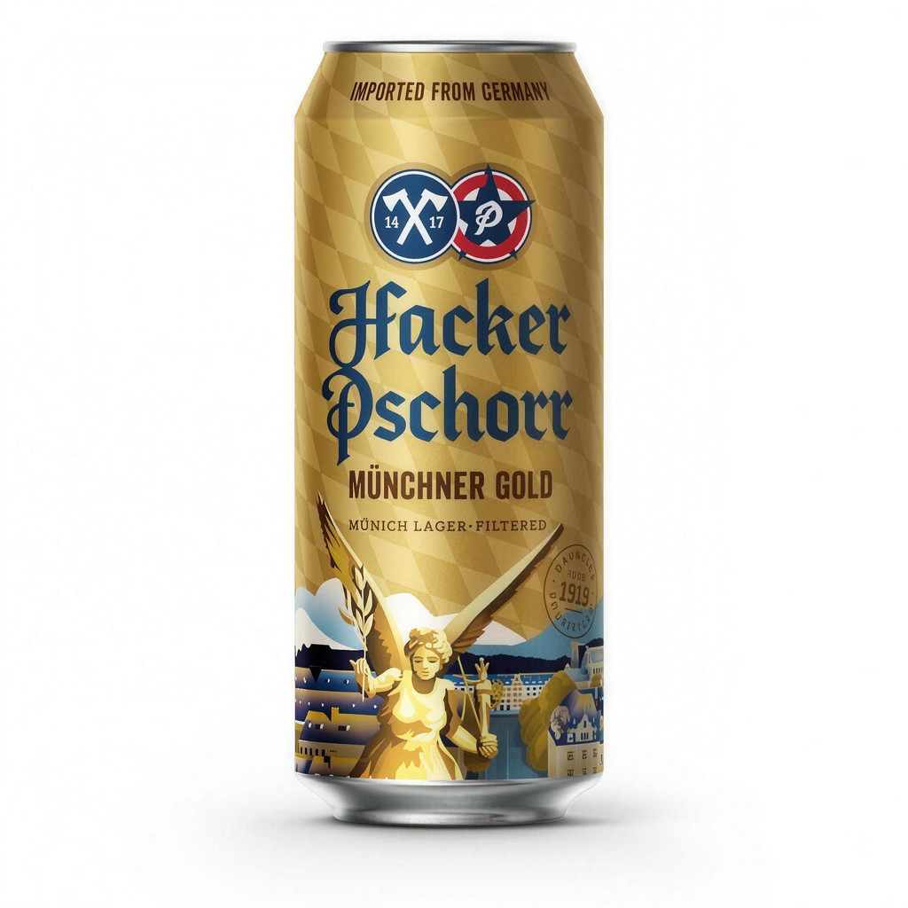 Cerveja Alemã Hacker Pschorr Münchner Gold Lata 500ml