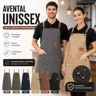 Avental De Lona Impermeável Para Mulheres E Homens Cozinha Ajustável