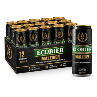 Cerveja Ecobier Malzibier 350ml Pack 12 Unidades Cremosa Escura