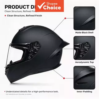 Capacete integral ORZ 966 preto fosco, viseira transparente, certificado DOT, preparado para Bluetooth