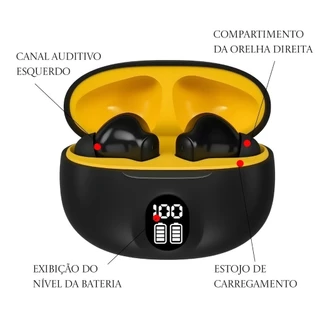 Fones de ouvido Bluetooth sem fio TWS 9D com tela sensível ao toque digital e fones de ouvido esportivos jorge